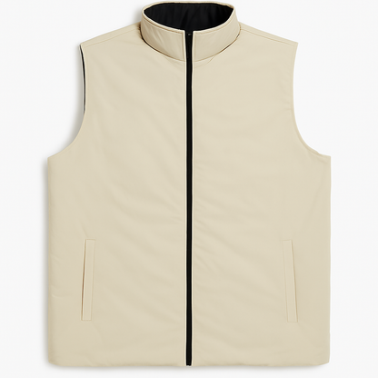 Beige Plus-Size Sleeveless Puffer Jacket PSM-9997