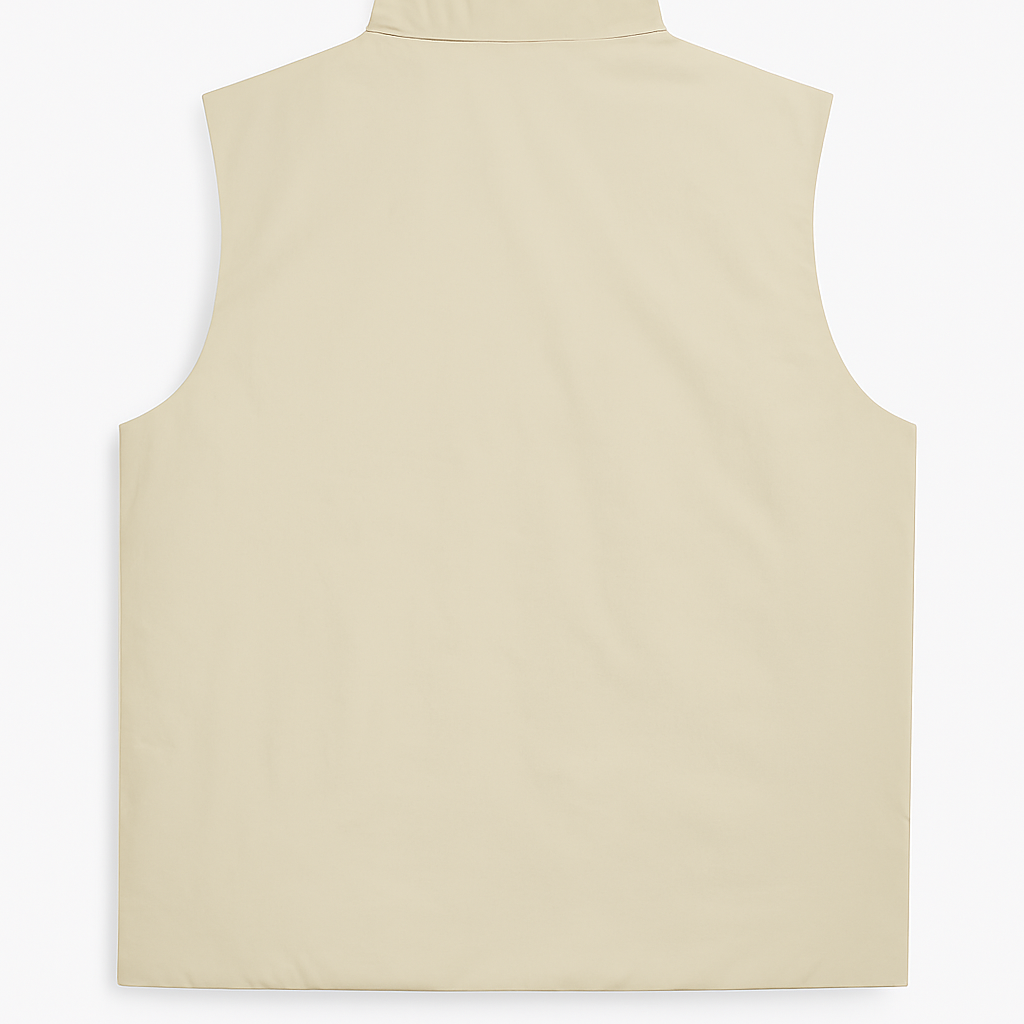 Beige Plus-Size Sleeveless Puffer Jacket PSM-9997