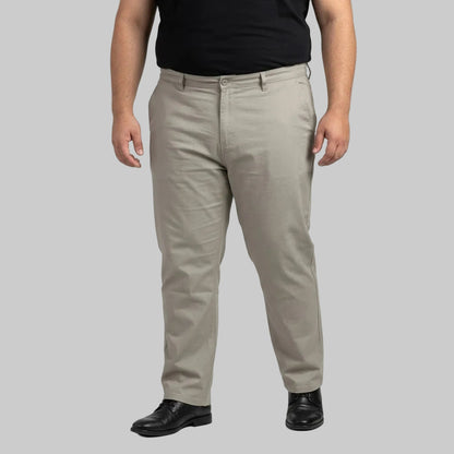 Beige Brown Plus Size Straight-Fit Cotton Pant for Men