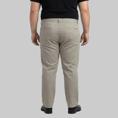 Beige Brown Plus Size Straight-Fit Cotton Pant for Men