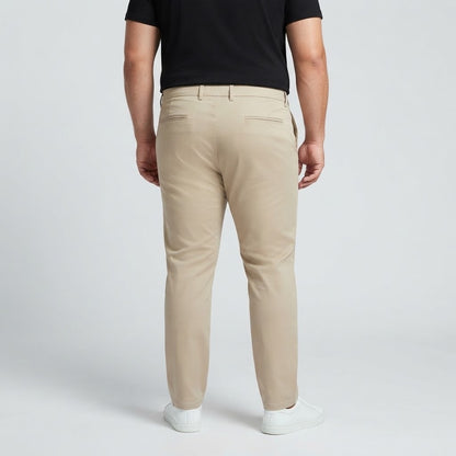 Beige Cotton Chino Pants made from soft cotton fabric with a classic, versatile design.