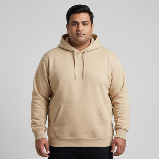Beige Fleece Pullover Hoodie PSM-10378