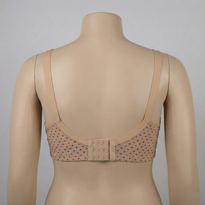 Beige Heart Print Plus Size Wireless Bra PSW-10806