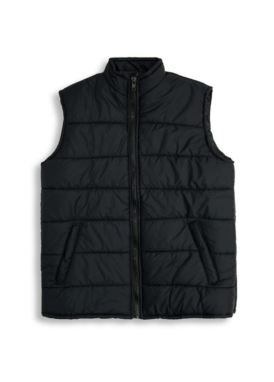 Black Big Size Sleeveless Puffer Jacket PSM-6126-8642