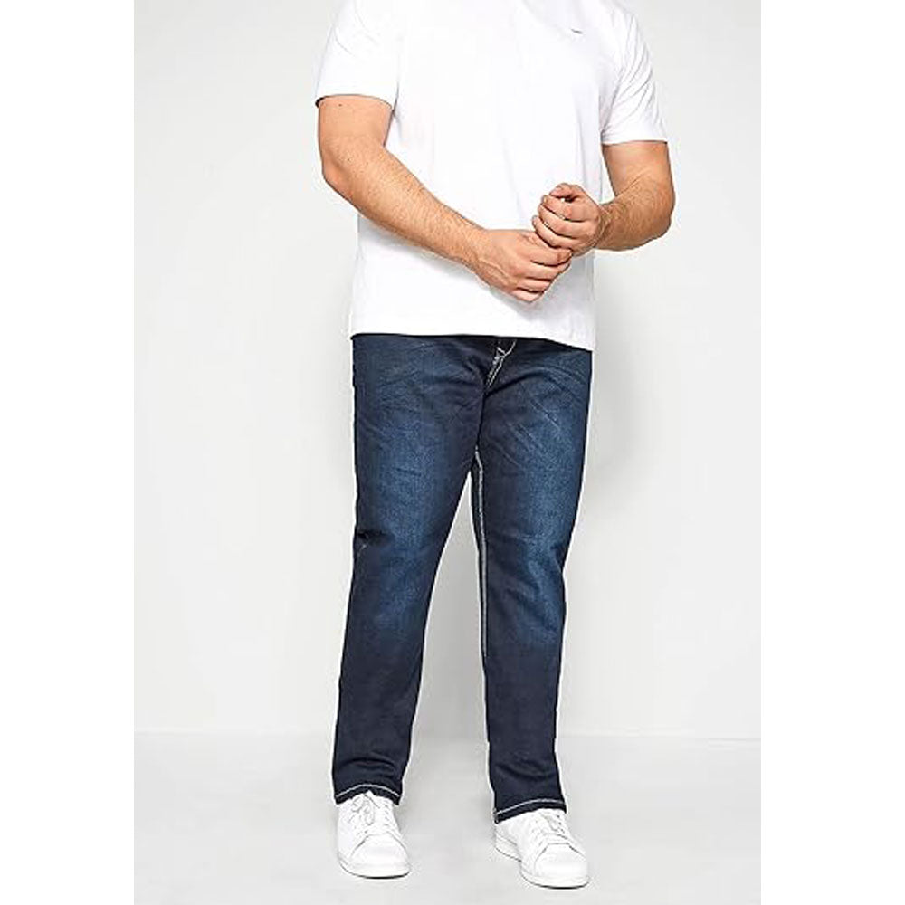 Big & Tall Washed Indigo Regular Fit Stretch Jeans PSM-8555