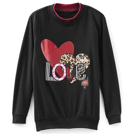 Black Love Novelty Embroidered Sweatshirt PSW-9106