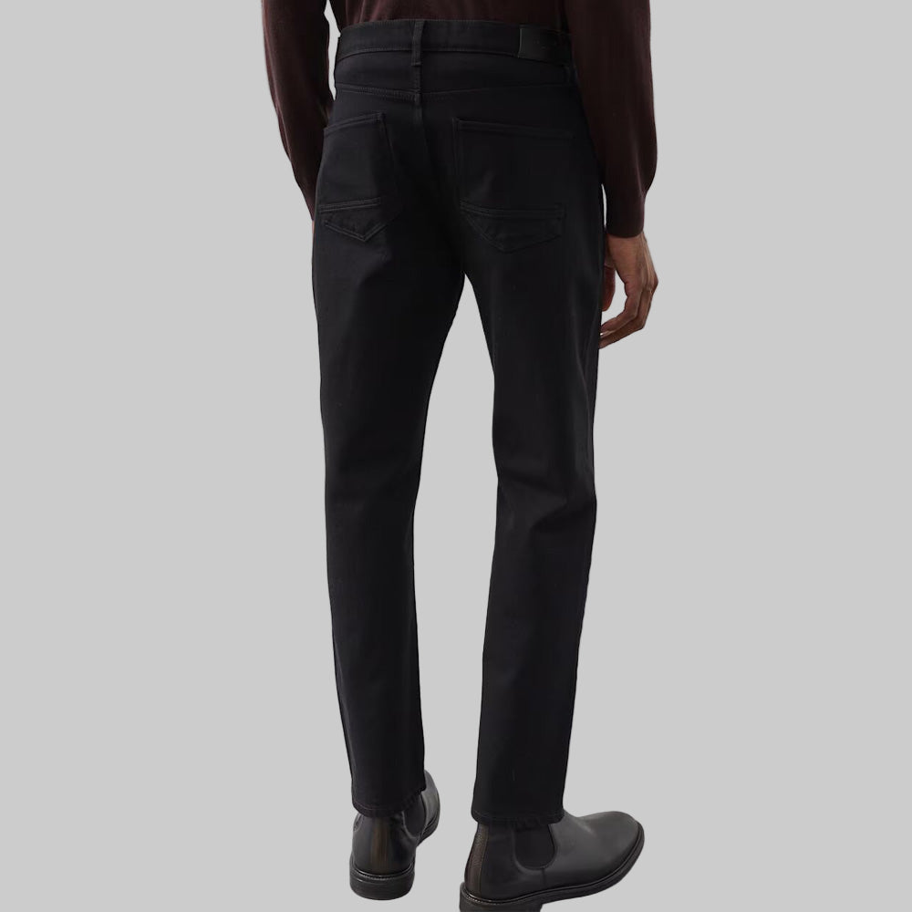 Men’s Black 360 Flex Straight Fit Jeans — stretch denim, mid-rise, straight leg, front studio view