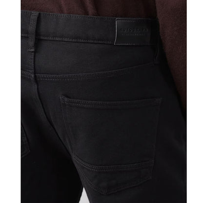Men’s Black 360 Flex Straight Fit Jeans — stretch denim, mid-rise, straight leg, front studio view
