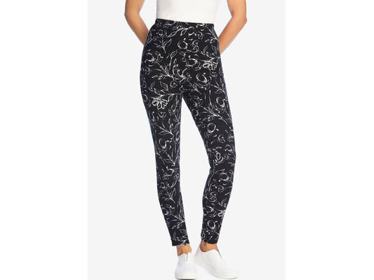 Black Batik Floral Stretch Cotton Printed Legging PSW-6806