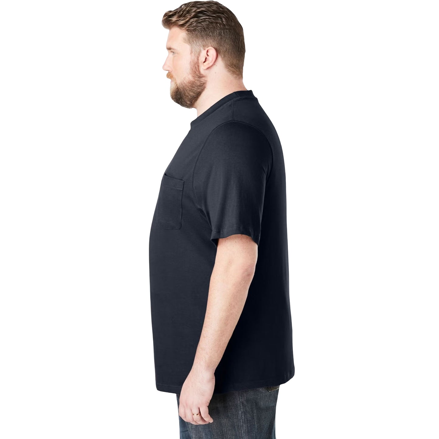 Black Pocket Crewneck T-Shirt for big & tall men made with Shrink-Less™ cotton fabric