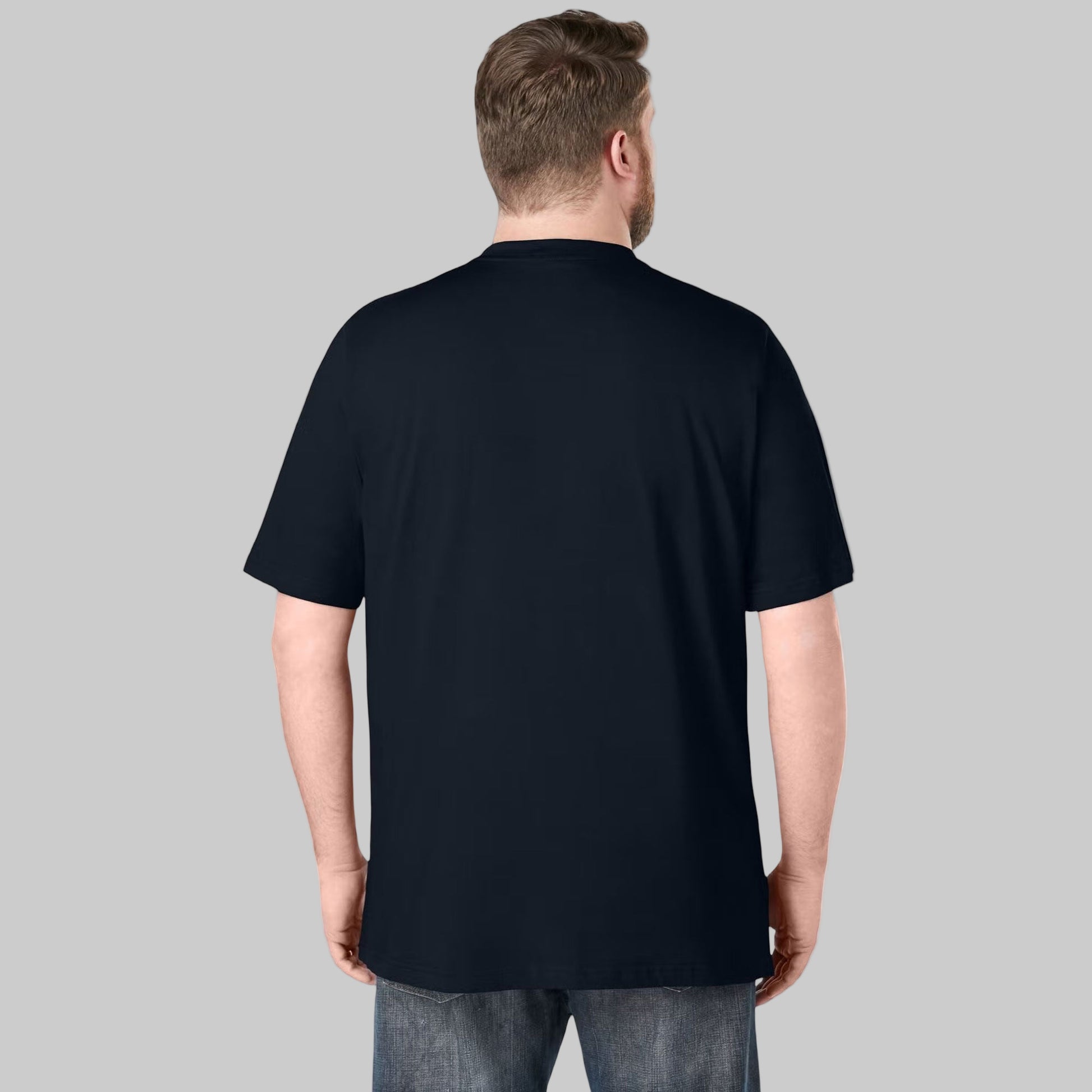 Black Henley T-Shirt for big & tall men with 3-button placket and relaxed cotton fit