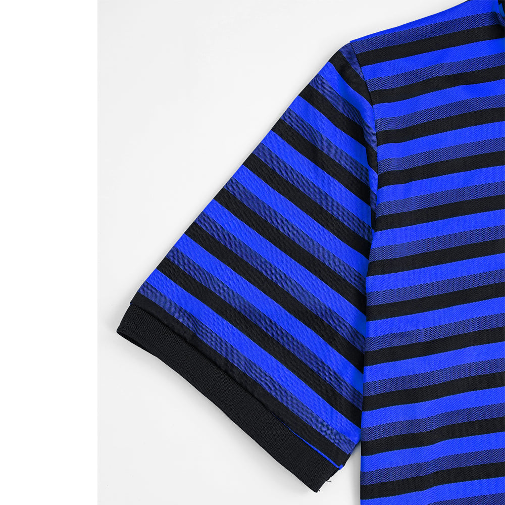 Black & Blue Plus Size Striped Polo Shirt PSM-7868