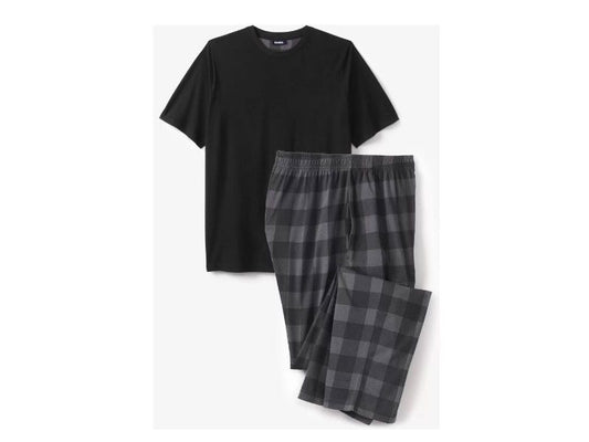 Black Buffalo Check Jersey Knit Plaid Pajama Set PSM-4856