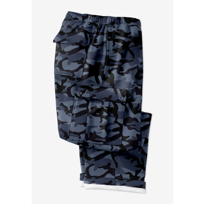 Black Camo Fleece Big Size Thermal-Lined Cargo Pants PSM-8657