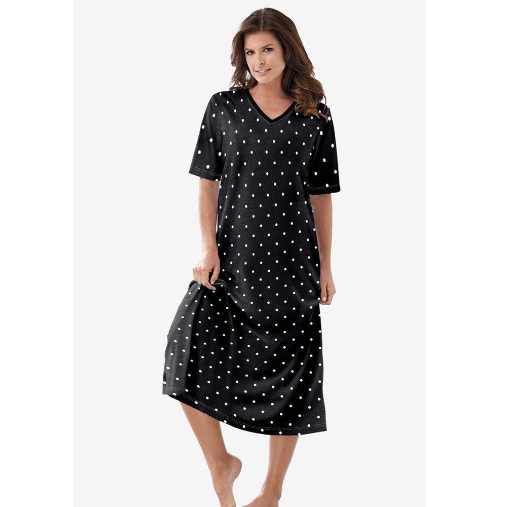 Black Dot Long Print Sleepshirt PSW-8356