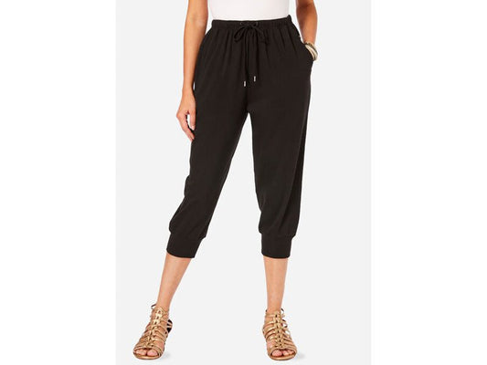 Black Drawstring Soft Knit Capri Pant PSW-6818