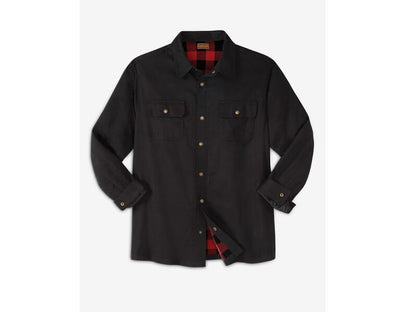 Black Flannel-Lined Twill Shirt Jacket PSM-6576