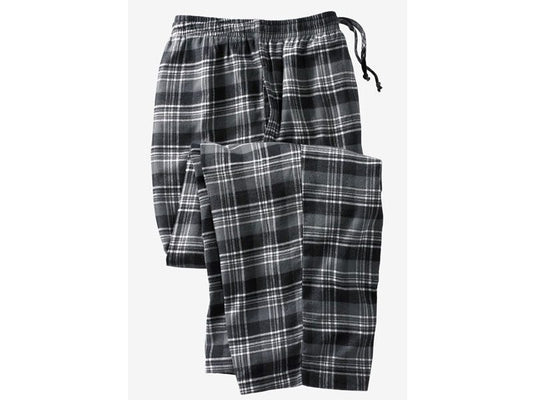 Black Flannel Plaid Pajama Pants in Brushed Cotton – Big & Tall Sizes