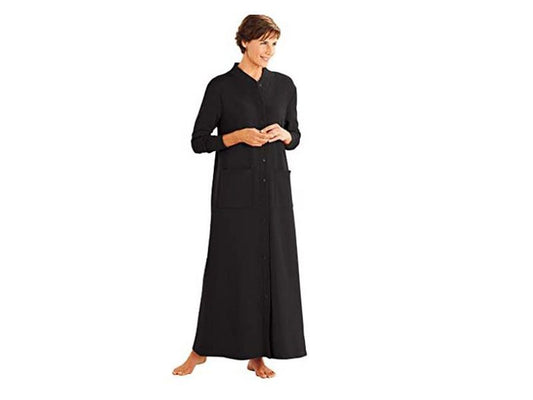 Black Fleece Plus Size Women Snap Front Long Robe PSW-5296