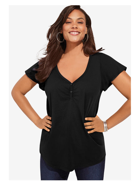 Black Flutter-Sleeve Sweetheart Ultimate Tee PSW-9002