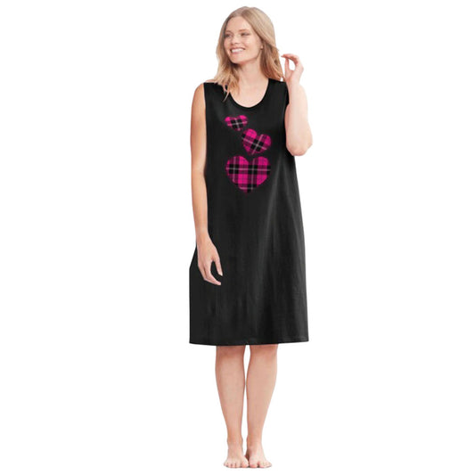 Black Heart Sleeveless Sleep Shirt PSW-9064
