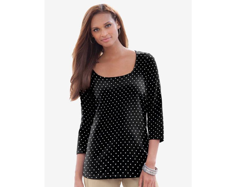 Ivory Dot Plus Size Women Scoop Neck T-Shirt PSW-5694