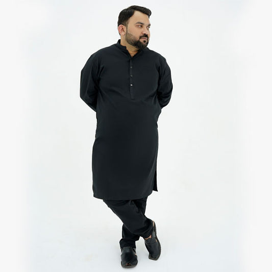 Black Premium Plus Size Kurta Pajama PSM-9058