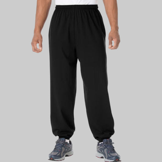 Front view of Black Lightweight Elastic Cuff Trouser for plus-size men on a white background.