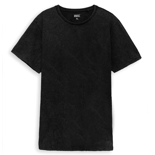 Black Melange Plus Size Crewneck T-Shirt PSM-8182