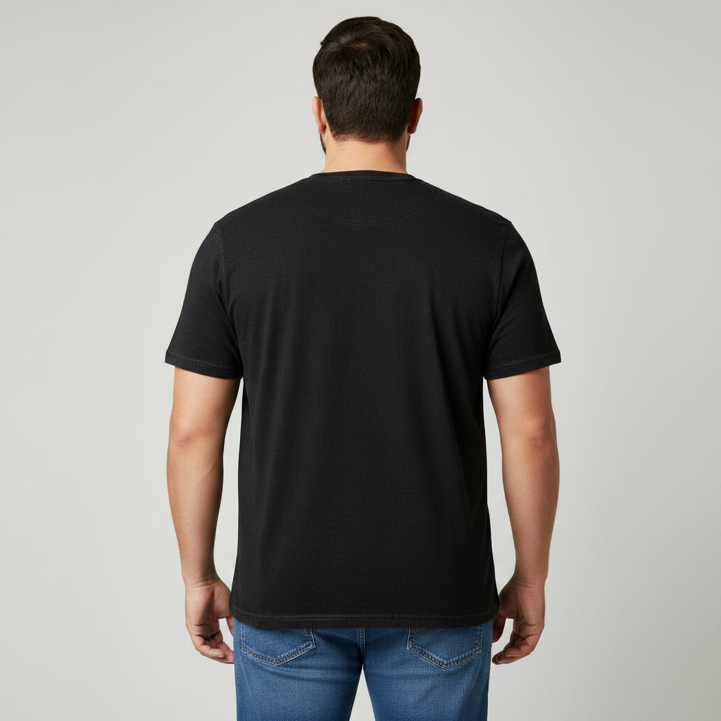 Black Melange Plus Size Crewneck T-Shirt PSM-8182