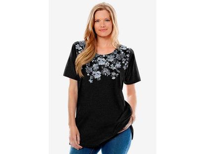 Black Mixed Bouquet Floral Crewneck Tee PSW-6964