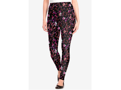 Black Multi Florals Stretch Cotton Printed Legging PSW-6810