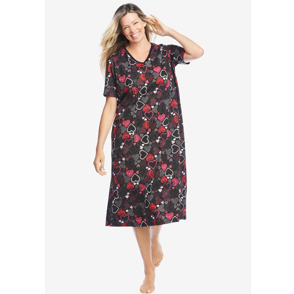 Black Multi Hearts Long Print Sleepshirt PSW-8355