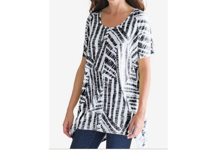 Black Patchwork Bamboo Sharkbite Trapeze Tunic PSW-5531