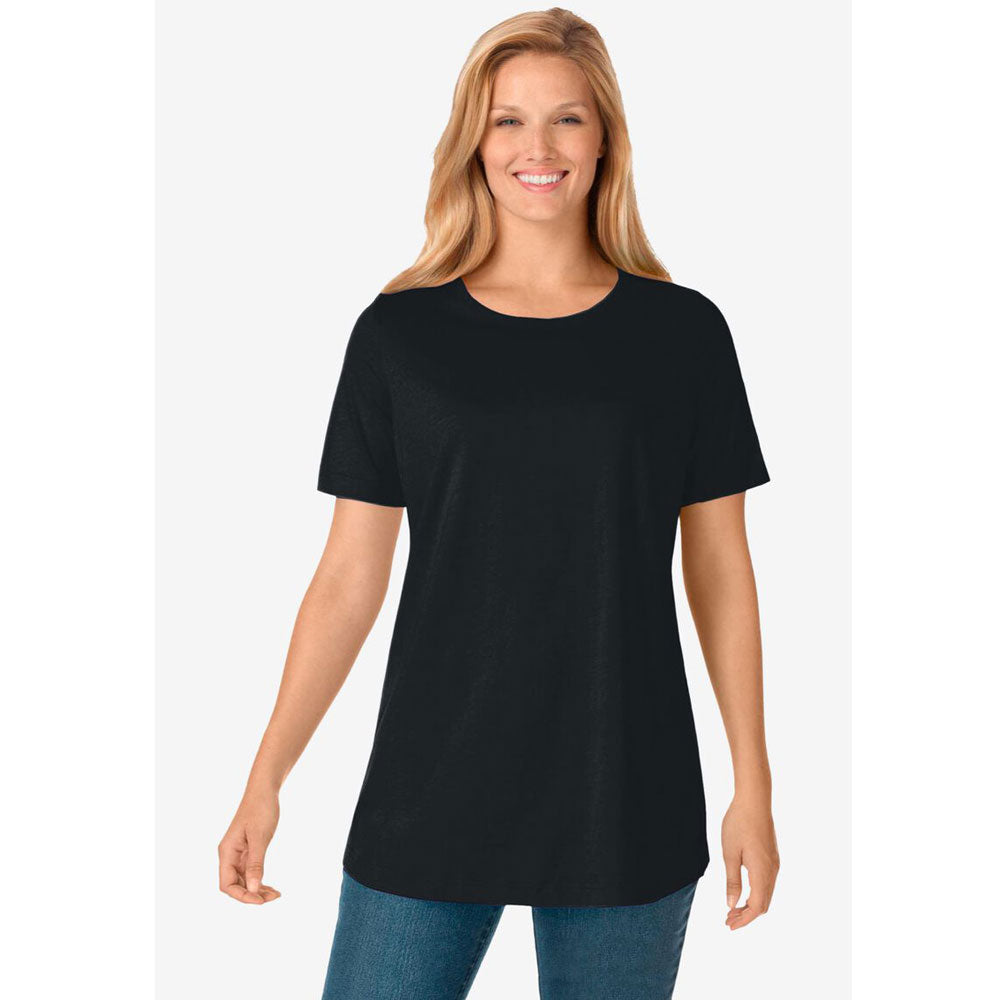 Black Perfect Short-Sleeve Crewneck Tee PSW-7885