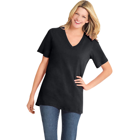 Black Short-Sleeve V-Neck Tee – Classic Casual Essential