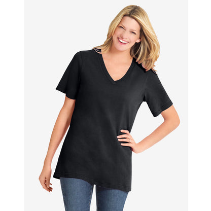 Black Perfect Short-Sleeve V-Neck Tee PSW-7902