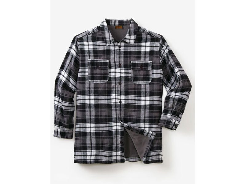 Black Plaid Fleece-Lined Flannel B Grade Shirt Jacket PSM-6580B