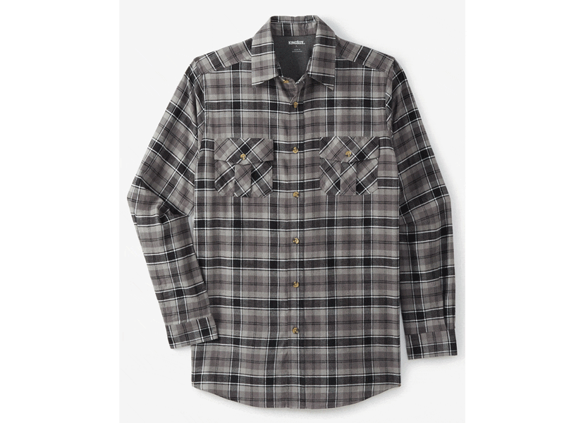 Black Plaid Holiday Plaid Flannel Shirt PSM-7556