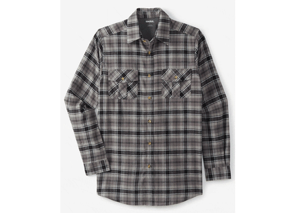 Black plaid holiday flannel shirt with chest pockets and soft cotton fabric in Big & Tall fit