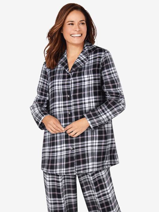 Black Plaid Classic Flannel Shirt PSW-9050