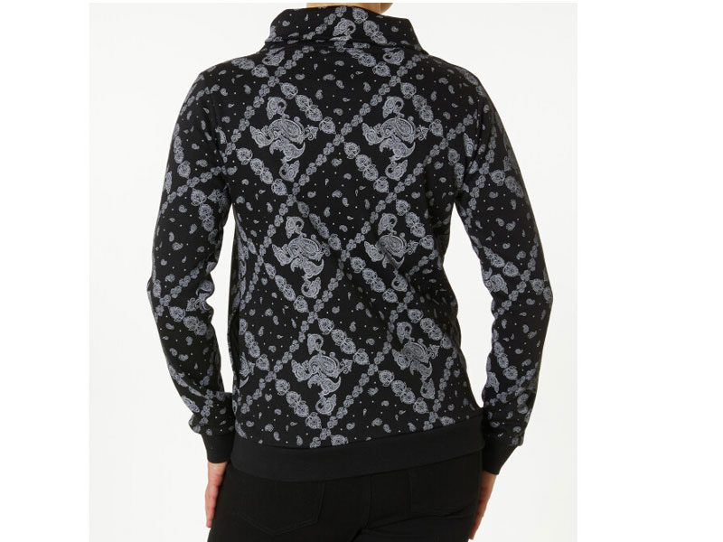 Black Printed Fleece B Grade Sweat Jacket PSW-7484B