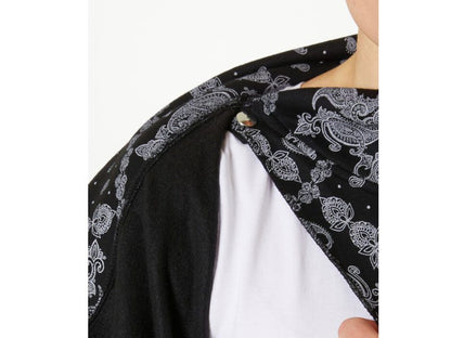 Black Printed Fleece Sweat Jacket PSW-7484