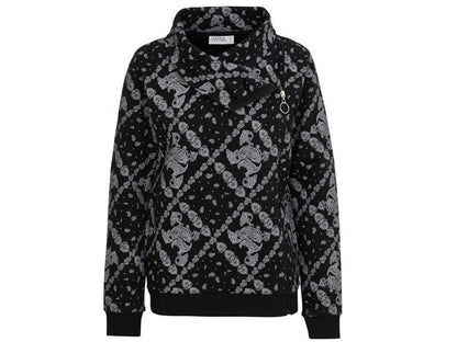 Black Printed Fleece B Grade Sweat Jacket PSW-7484B