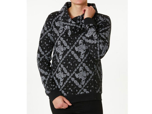 Black Printed Fleece B Grade Sweat Jacket PSW-7484B