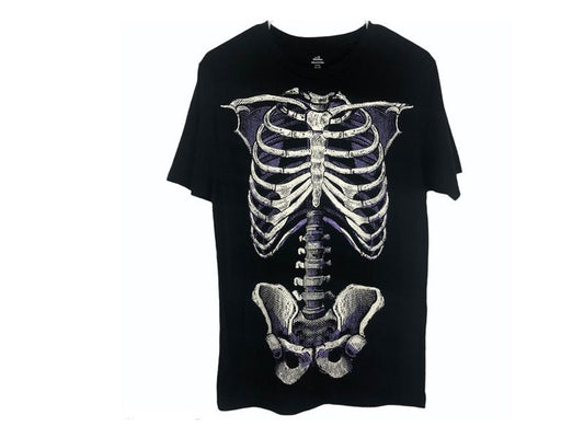 Black Skeleton Crewneck Graphic T-Shirt PSM-7027