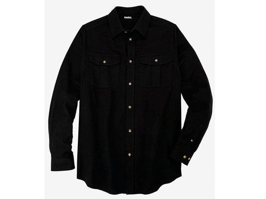 Black Solid Double-Brushed Flannel Shirt PSM-7559