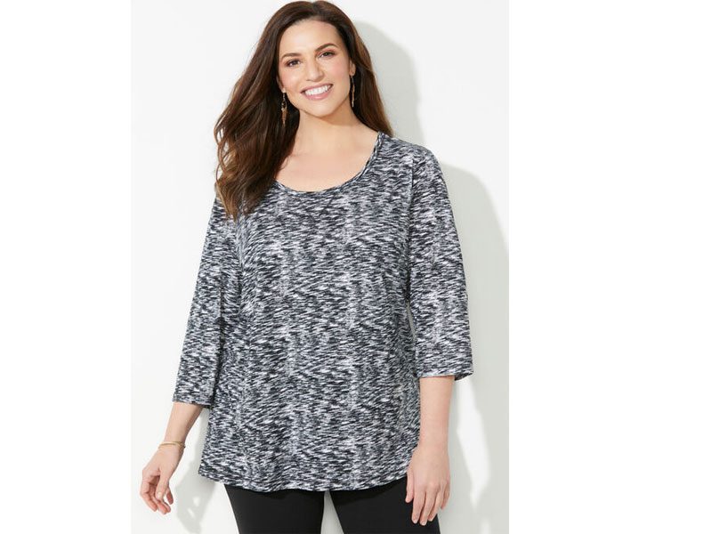 Black Space Dye Active Slub Scoopneck T-Shirt PSW-6804