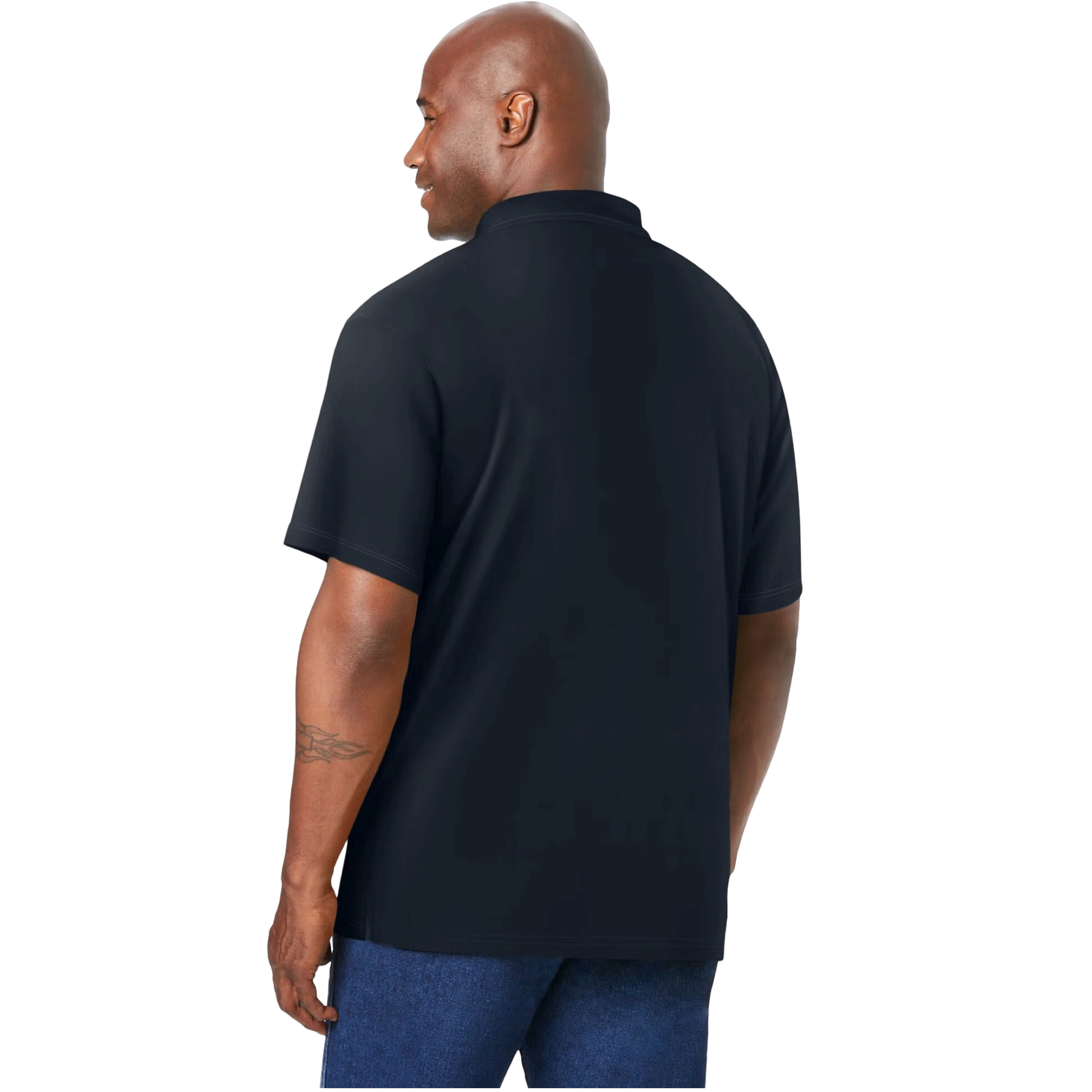 Black Stripe Moisture-Wicking Polo Shirt featuring a bold black base with striped accents, designed for comfort and active wear with moisture-wicking technology.