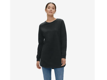 Black Sweatshirt Tunic with Shirttail Hem PSW-7278